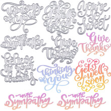 6 Stuks Metalen Die Cuts Woorden voor Kaarten Maken Embossing Woord Stansmessen Inspirerende Sympathie Woorden Sjabloon Sjabloon voor DIY Scrapbookin