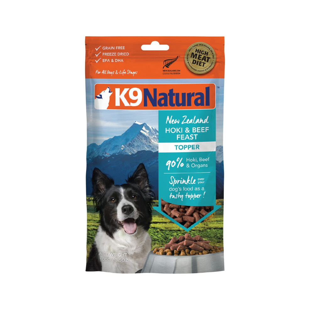 K9 Natural Grain-Free Freeze-Dried Dog Food Topper Hoki & Beef 3.5oz