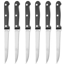 Scharfe Steakmesser mit Wellenschliff und robusten Griffen