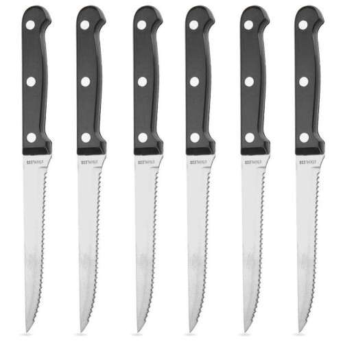 Scharfe Steakmesser mit Wellenschliff und robusten Griffen