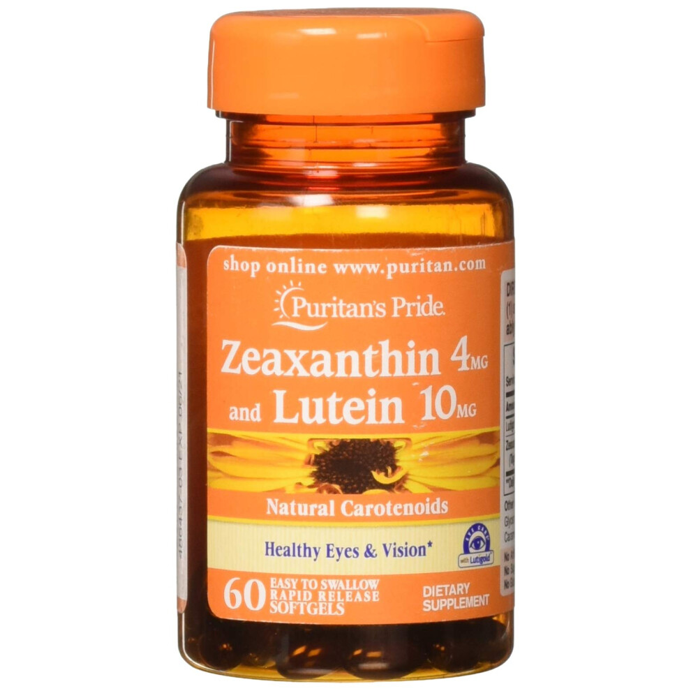 Puritans Pride Zeaxanthin 4mg with Lutein 10mg  Supports Healthy Eyes and Vision  60 ct