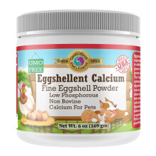 Pet's Friend Eggshellent Calcium 6 oz - Fine Eggshell Powder Calcium Supplement for Dogs and Cats Low Phosphorous Non-Bovine Ingredients Nourish Mus