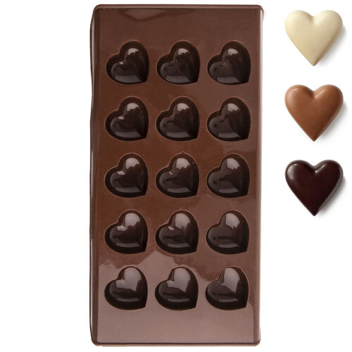 Herzförmige Silikonform zur Herstellung von Pralinen