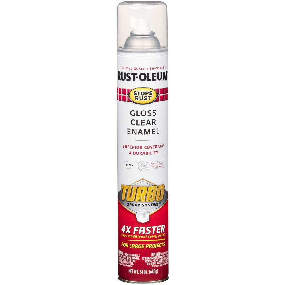 Rust-Oleum 353345 Stops Rust Turbo Spray Paint  24 oz  Gloss Clear  12 Fl Oz (Pack of 1)