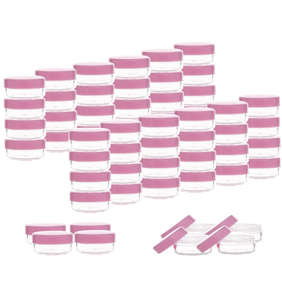 Zejia 3 Gram Sample Containers With Lids 50 Count Tiny Sample Jars 3Ml Makeup Cosmetic Containers For Lip Balms Lotion Powder Beauty Products(Pin