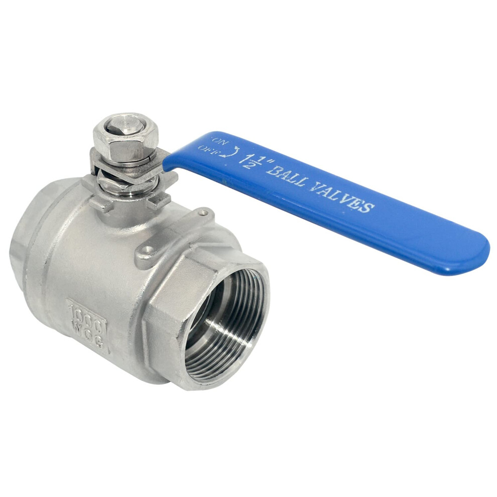 DAN SPEED 1.5"" NPT Female Threaded Full Port Ball Valve with Blue Vinyl Lever Handle 316 Stainless Steel WOG1000(1-1/2 Inch)