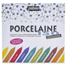 Pebeo PE021010 Porcelaine 150 China Paint Marker Set 9/Pkg Colors  9 Count (Pack of 1)  9 Assorted Fine Tip