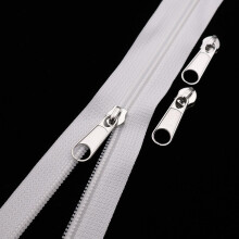 Leekayer #5 witte nylon spiraalritsen op maat gesneden bulk 10 yards met 25 stuks zilveren schuifregelaars voor doe-het-zelf naaien op maat ambachtel