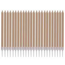 LUTER 24Pcs Metallic Birthday candles in Holders Tall Birthday cake candles Long Thin cupcake candles for Birthday Wedding Party Decoration(champagne
