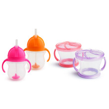 Munchkin Happy Snacker Trinkbecher und Snackbehlter fr Kleinkinder Trainerbecher mit 200 ml gewichtigem Strohhalm und 260 ml Snackfnger in L