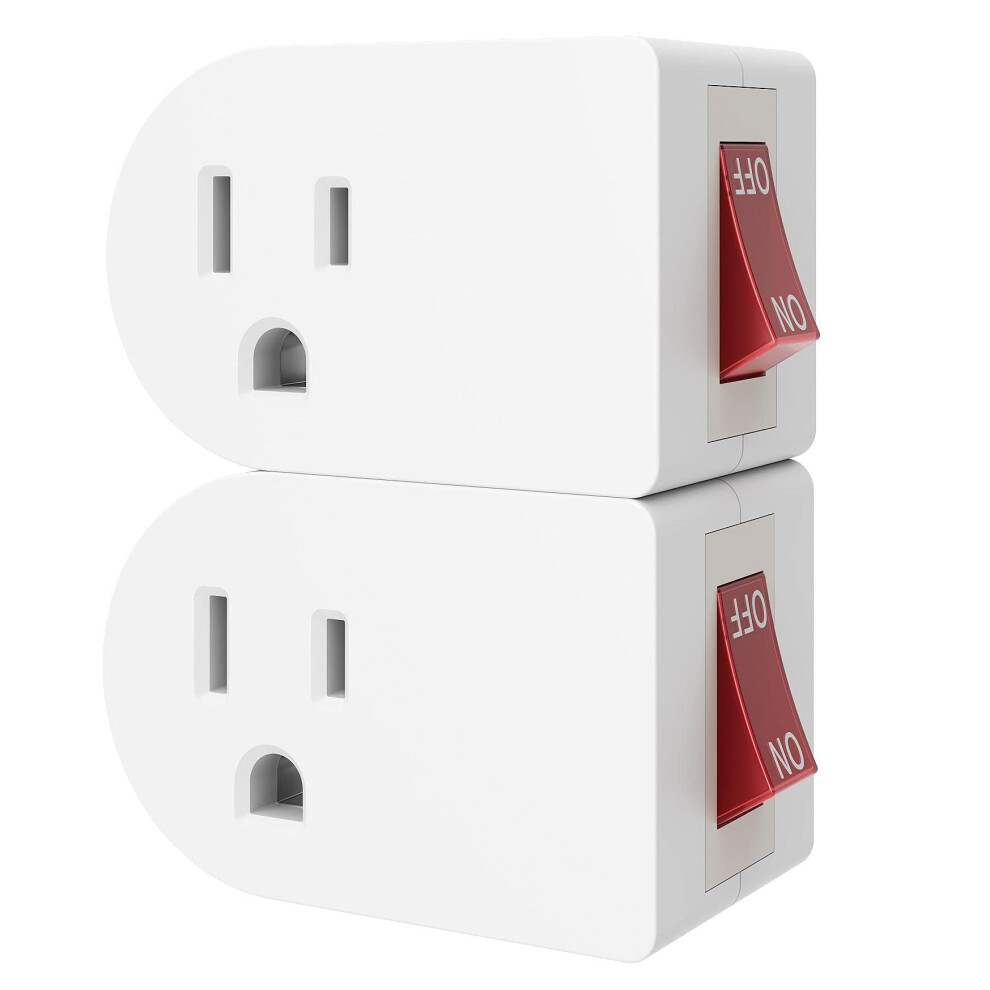 oviitech 2 Pack Grounded Outlet Wall Tap Adapter with On/Off Power Switch