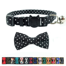Collare per gatti con campanello e papillon Chiusura staccabile Collare per gattini con puntini carini (6,8-10,8 pollici) (punti neri)