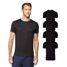 T-shirt basic attiva da uomo, confezione da 4 pezzi, 32 gradi, ad asciugatura rapida, nera piccola