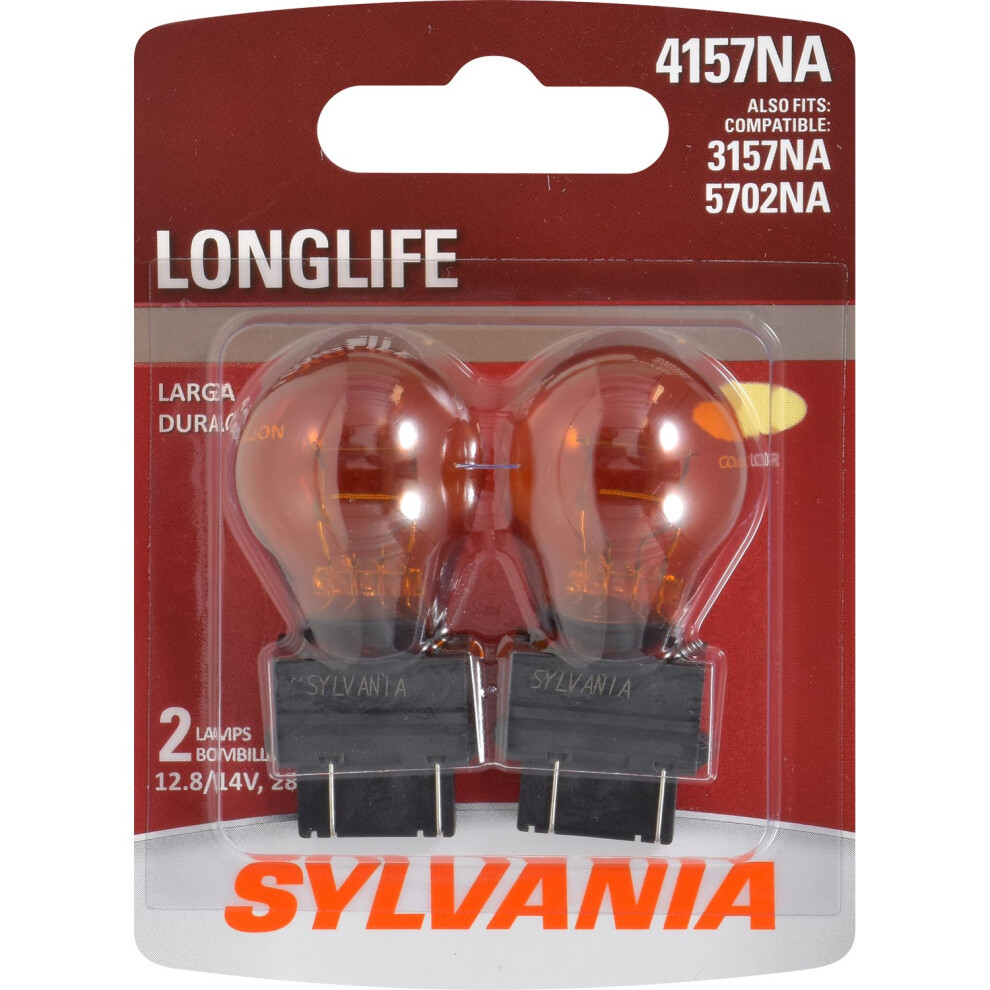 SYLVANIA - 4157NA Long Life Miniature - Amber Bulb  Ideal for Parking  Side Marker  and Turn Signal Applications (contains 2 Bulbs)