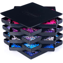 8 Plateaux de Tri de Puzzles avec Couvercle 8" x 8" - Accessoires de Puzzle pour Mieux Trier les Pièces