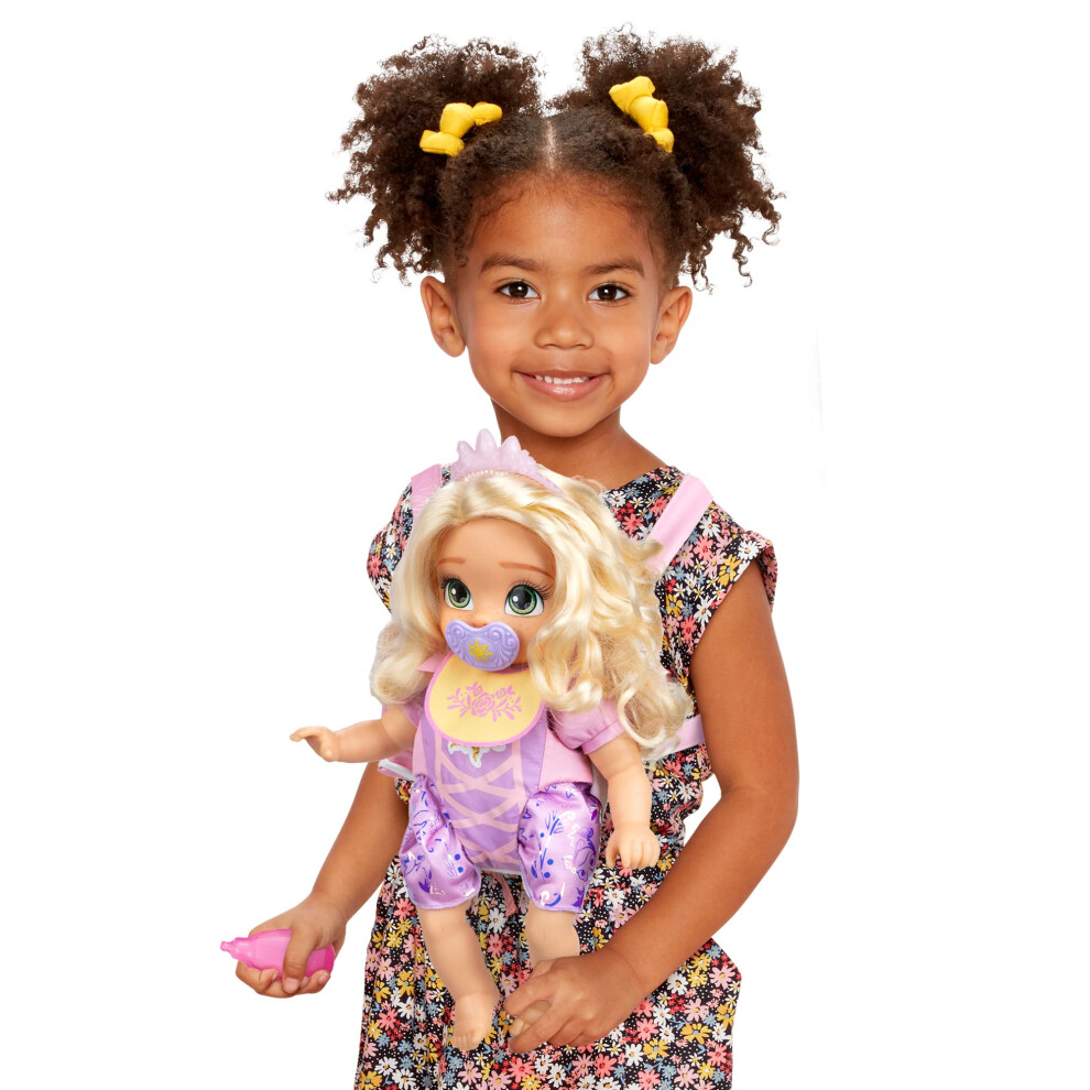Disney Princess Rapunzel Baby Doll Deluxe With Tiara Carrier Plush Friend Pacifier Bib Baby Bottle Amazon Exclusive]