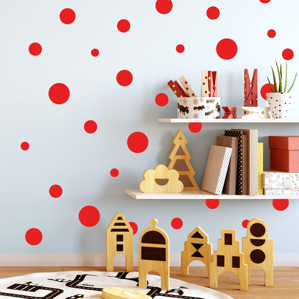 Polka Dot Wall Stickers Wall Decor Stickers Wall Dots Vinyl Circle Room Dot Decals (Red) Red Create-A-Mural