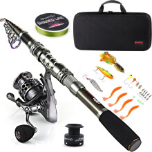 Sougayilang Fishing Rod combos with Telescopic Fishing Pole Spinning Reels Fishing carrier Bag for Travel Saltwater Freshwater Fishing-24M787FT
