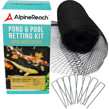 AlpineReach Pond Netting Kit 15 x 20 Feet & 20 Steel Staples - Woven Fine Mesh Heavy Duty Stretch Net Cover for Leaves - Protects Koi Fish from Blue H