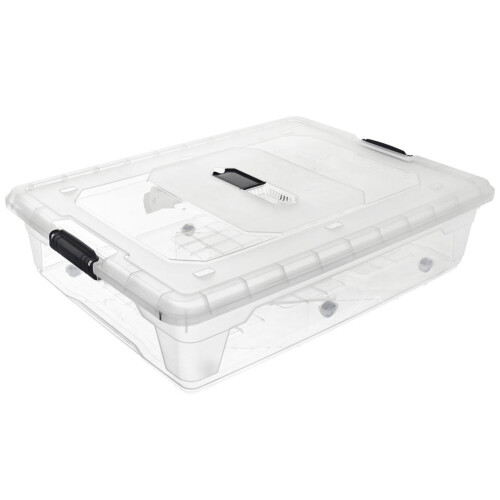 Conteneur sous lit sur roulettes, format XXL bas, 50 l