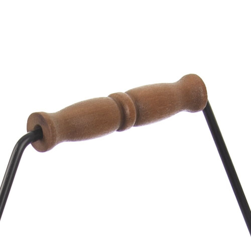 Robuster Metallkorb für sechs Flaschen mit Holzgriff 2