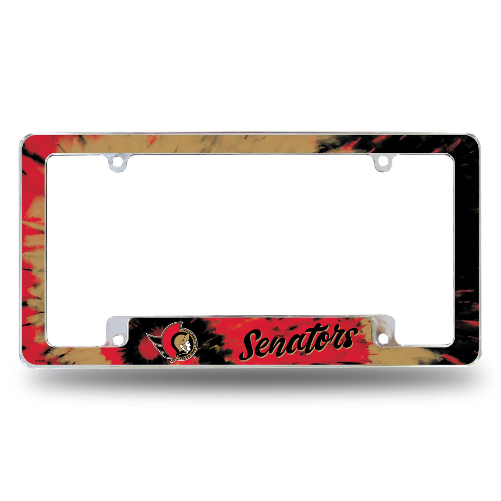 Rico Industries Nhl Ottawa Senators Tie Dye 12" X 6" Chrome All Over Automotive License Plate Frame For Car/Truck/Suv 611407276907