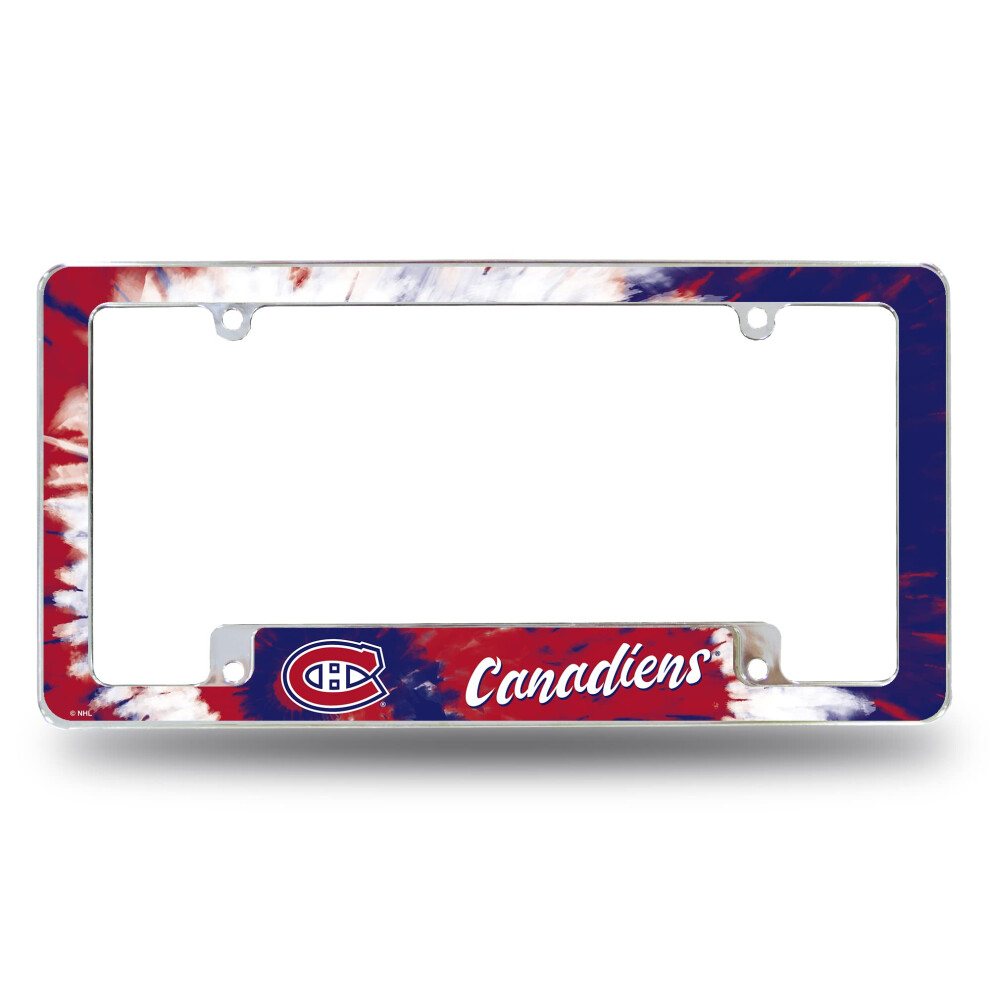 Rico Industries Nhl Montreal Canadiens Tie Dye 12" X 6" Chrome All Over Automotive License Plate Frame For Car/Truck/Suv 611407277126