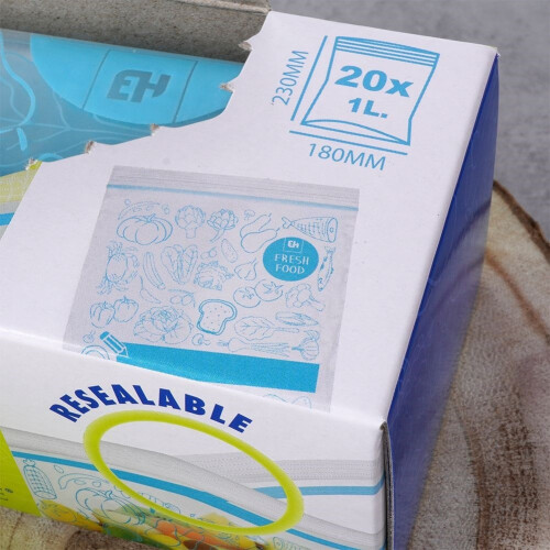 Plastikbeutel mit Verschluss, 1 Liter, 20er-Pack 2