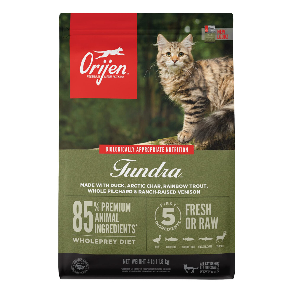 ORIJEN Tundra Dry Cat Food  Grain Free Cat Food for All Life Stages  WholePrey Diet  4lb