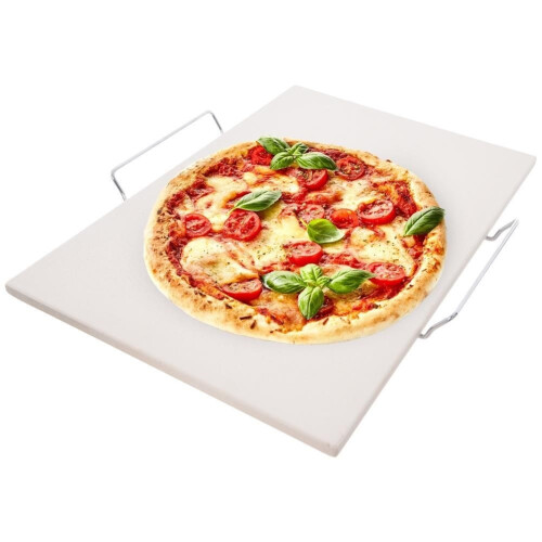 Pietra refrattaria per pizza con supporto, 2 pezzi