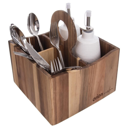 Support en bois pour couverts, sauces et épices