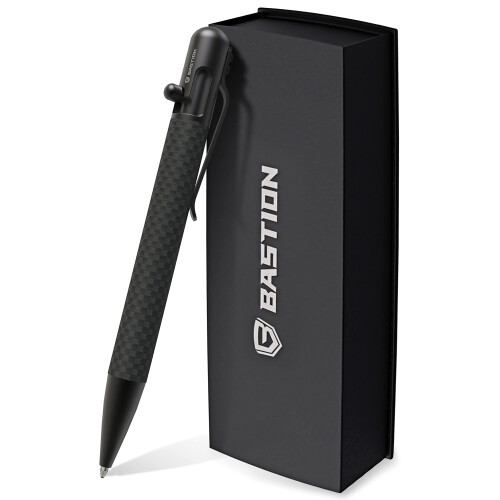 BASTION Carbonfaser Bolt Action Pen mit Geschenkbox - Schwarzer Edelstahlkern
