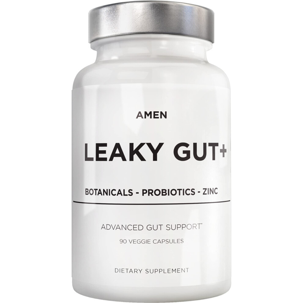 Amen Leaky Gut Supplements - Advanced Formula With Bioavailable L Glutamine Zinc Turmeric Licorice Root - Bowel And Stomach Probiotics & Fermented