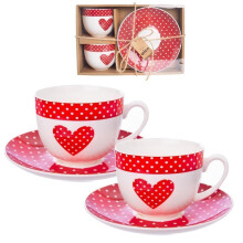 Geschenkset: 2 Henkeltassen und Untertasse im Geschenkkarton