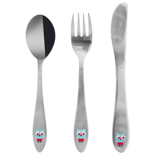 Besteck für Kinder mit Eulenmotiv - sicheres Design
