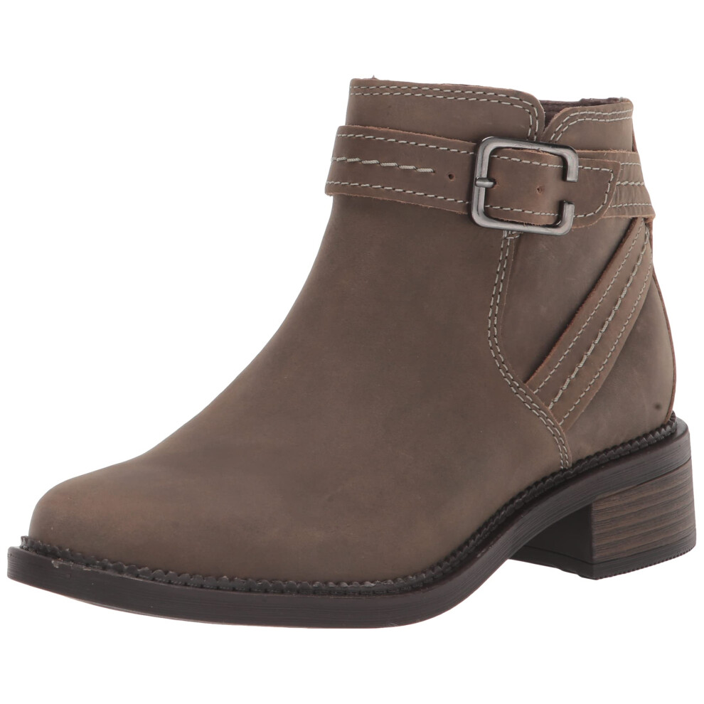 Clarks Women's Maye Strap Ankle Boot  Dark Taupe Leather  5