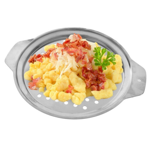 Edelstahlreibe mit Griff und Spatel für Knödel 2