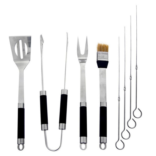 Grillbesteck-Set aus Stahl im 9-teiligen Koffer. 2