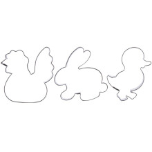 3er-Set Osterformen aus Edelstahl: Huhn, Hase, Henne