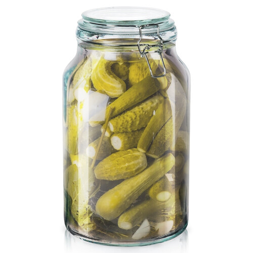 Dickes Glasgefäß mit dichtem Deckel und Gummidichtung