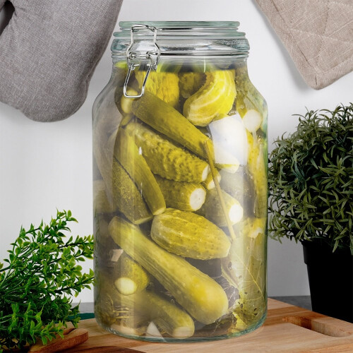 Dickes Glasgefäß mit dichtem Deckel und Gummidichtung 1