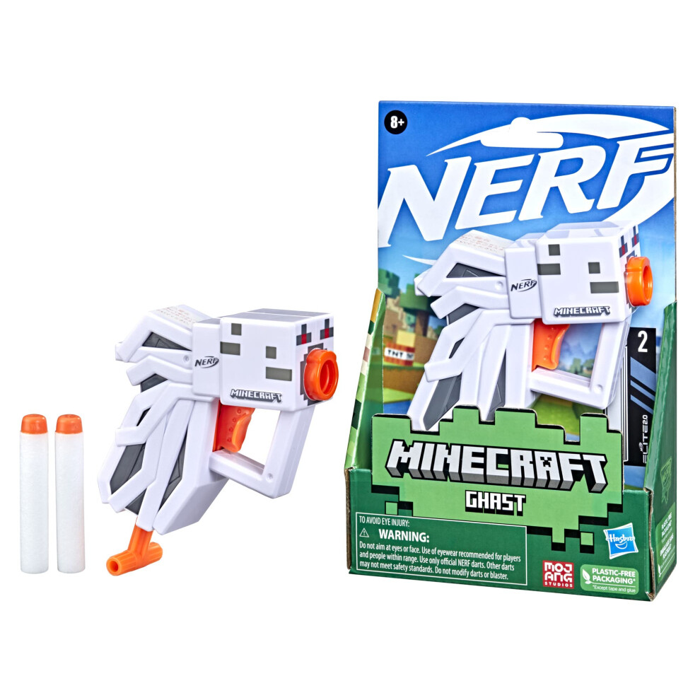 Nerf MicroShots Minecraft Ghast Mini Blaster  Includes 2 Official Nerf Elite Darts   Christmas Stocking Stuffers  Minecraft Ghast Mob Design