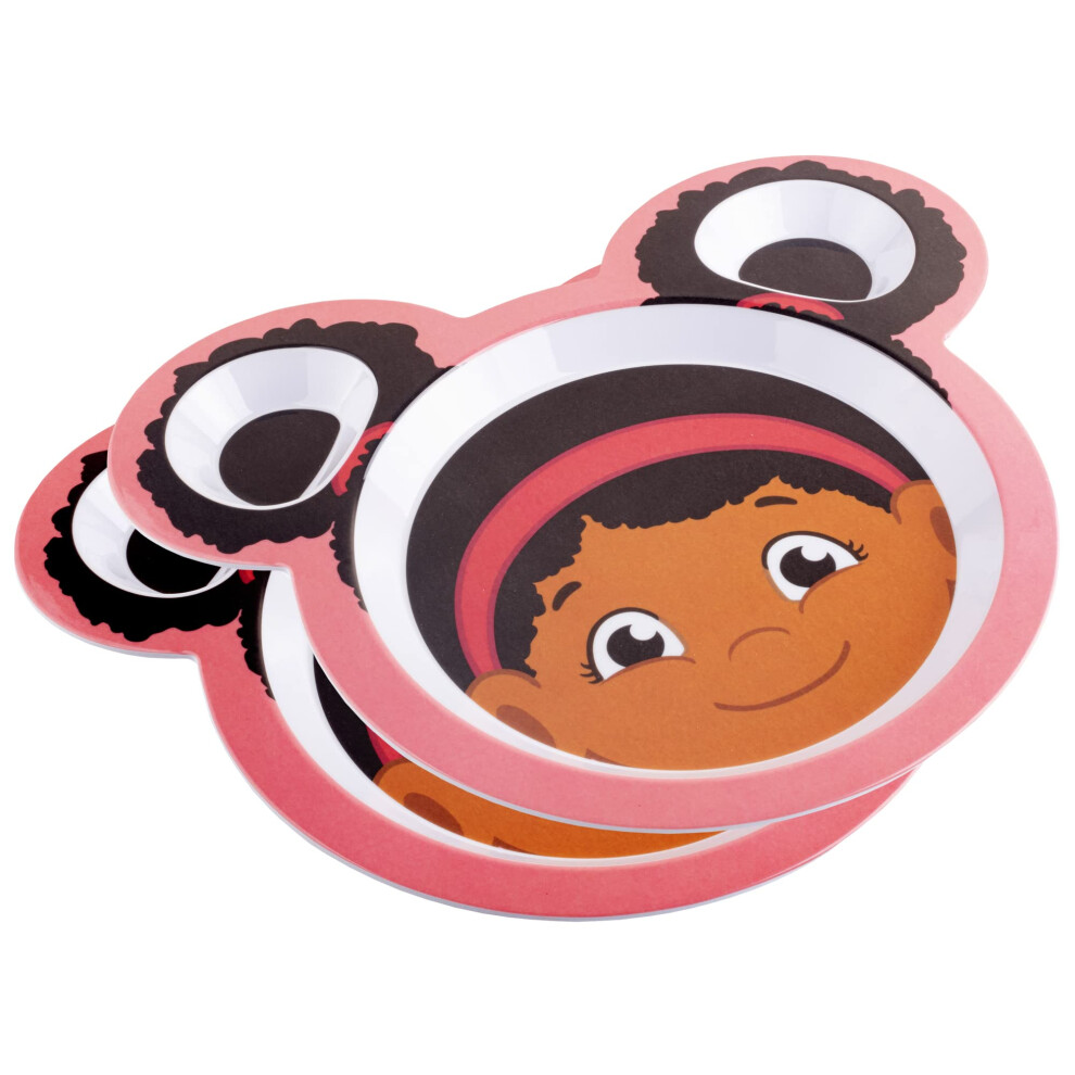 Daniel Tiger Mealtime Feeding Plates- Elaina- Set Of 2 Cute Compartment Dishes W/ Deep Sides For Kids- Divided Sections For Healthy Eating Habits Bp Scs Direct