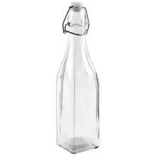 Quadratische Glasflasche mit Korken und Klemme für Getränke