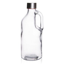 Glasflasche mit Metallverschluss und leicht auszugießendem Griff