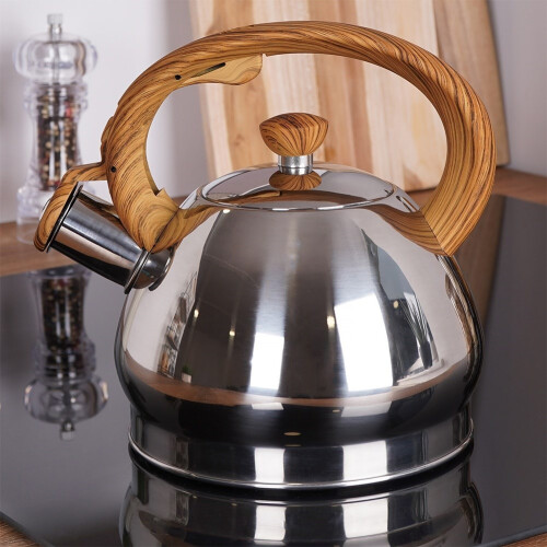 Moderner Wasserkocher aus Edelstahl mit Pfeife 1