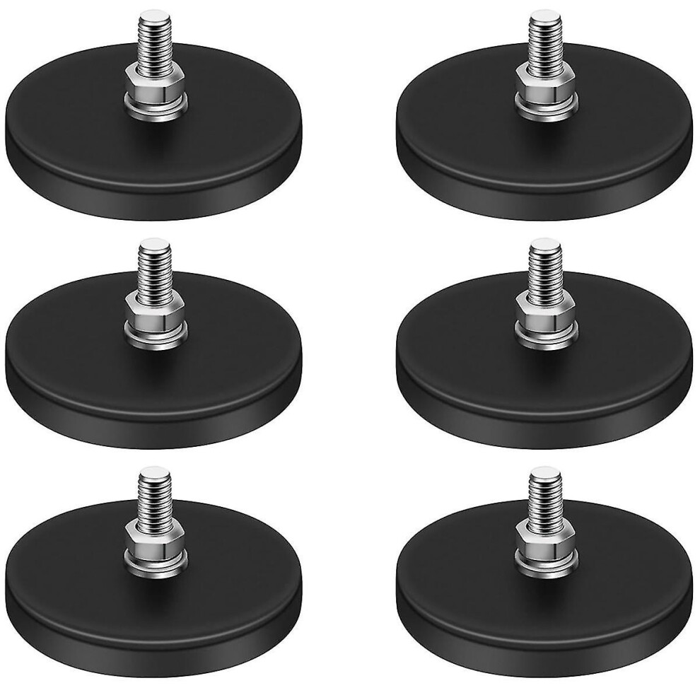 Rubber Coated Magnets,22Lbs Neodymium Magnet Base With M6 Threaded Magnet With Bolts And Nuts,Strong Magnets Hold 6Pcs Ty 7364070884247