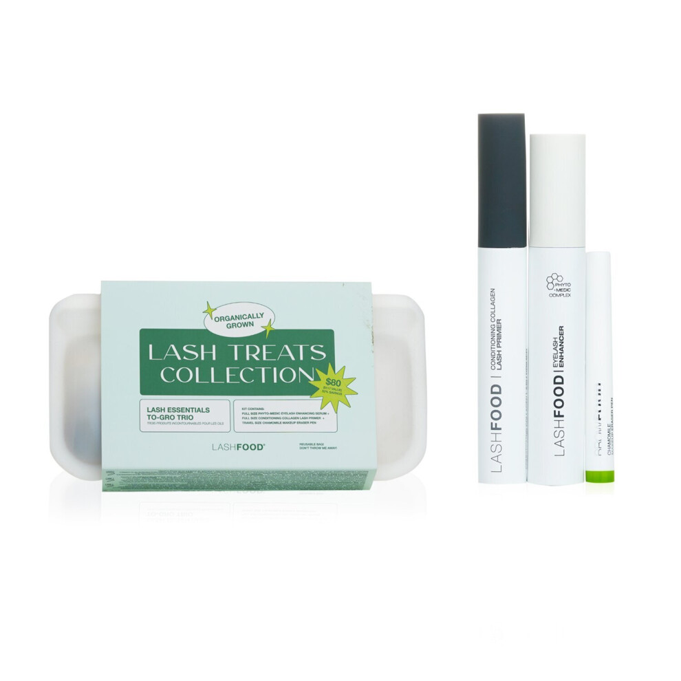 LashFood - Lash Essentials To Gro Trio: Eyelash Enhancer 3ml+ Lash Primer 8ml+ Chamomile Makeup Eraser Pen 0.5ml 66209/LFKIT22 - 3pcs