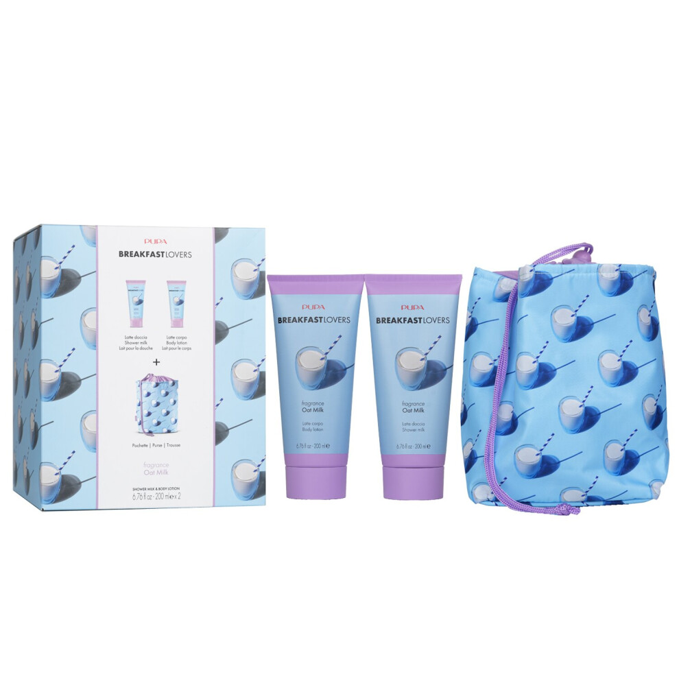 Pupa - Breakfast Lovers Kit 1 Oat Milk: Shower Milk 200Ml + Body Lotion 200Ml + Purse 379101 - 2Pcs+1Bag
