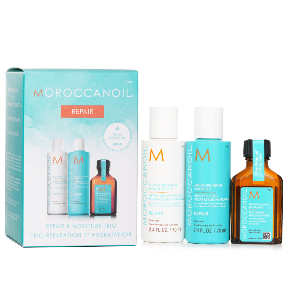 Moroccanoil - Repair & Moisture Trio Set: Moisture Repair Shampoo 70ml + Moisture Repair Conditioner 70ml + Moroccanoil Treatment 25ml - 3pcs